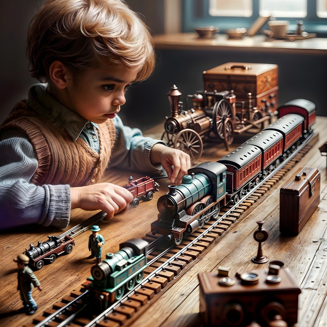 ai generated, child, train